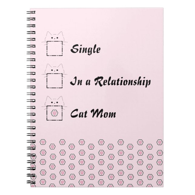 Cat Mom Cute Cat Paw Pink Notebook (Front)