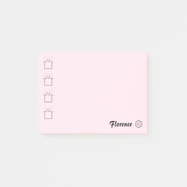Cat Mom Cute Cat Paw Pink Post-it Notes (Front)