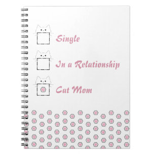 Cat Mom Cute Cat Paw White & Pink Notebook