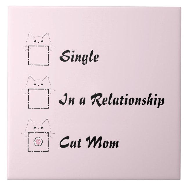 Cat Mom Cute Cat Pink Ceramic Tile (Front)