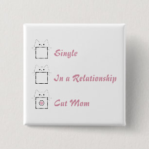 Cat Mom Cute Cat White & Pink Button