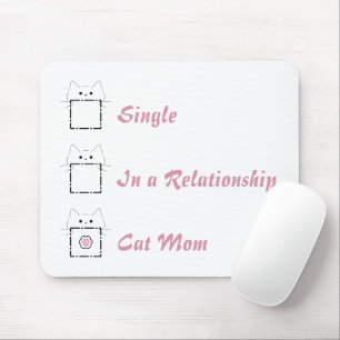 Cat Mom Cute Cat White & Pink Mouse Pad