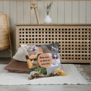 Cat Mom Cute Modern Personalized Pet Photo Collage Throw Pillow