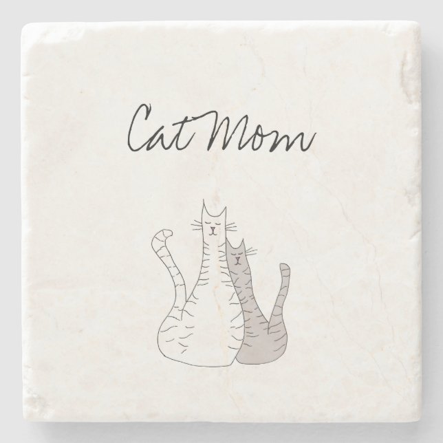 Cat Mom Cute Mother's Day  Stone Coaster (Front)