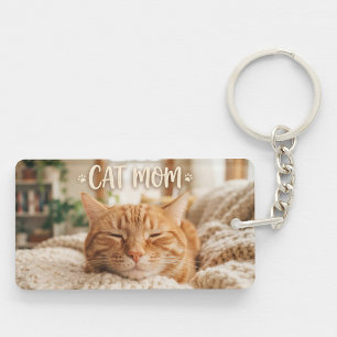 Cat Mom. Cute tabby cat. Keychain