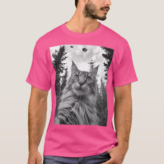 Cat Mom Dad - Funny Alien Selfie Maine Coon Ufo T-Shirt