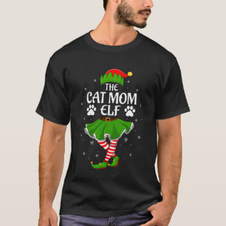 Cat Mom Elf Christmas Family Girls Women Elf Squad T-Shirt