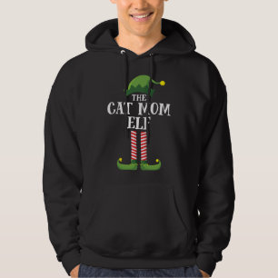 Cat Mom Elf Matching Family Christmas Party Pajama Hoodie