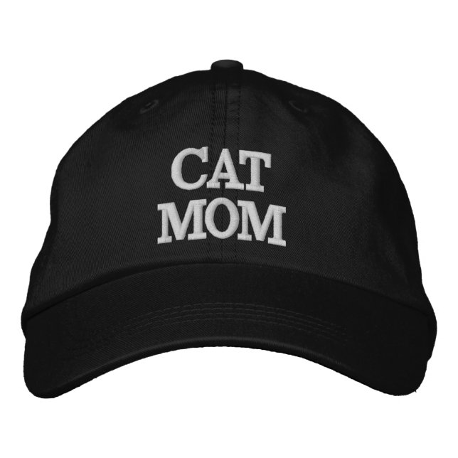 Cat Mom Embroidered Cap, Trendy Cat Lover Hat (Front)