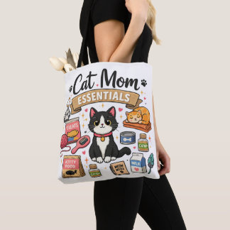 Cat Mom Essentials Tote Bag – Cute Cat Lover Shop