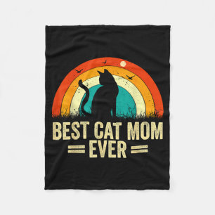 Cat mom ever retro vintage mothers day fleece blanket
