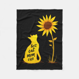 Cat mom ever sunflower kitty pet lover mother's da fleece blanket