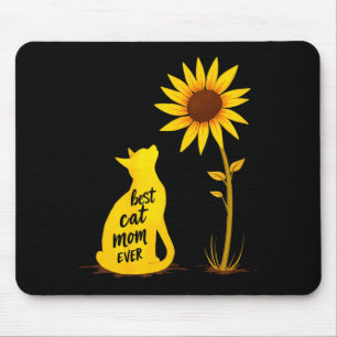 Cat mom ever sunflower kitty pet lover mother's da mouse pad