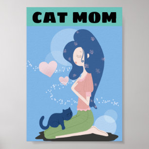 CAT MOM FEMME FILLE ET CAT ART POSTER