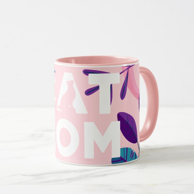 CAT MOM, Floral rose et Mug Feuille (Devant droit)
