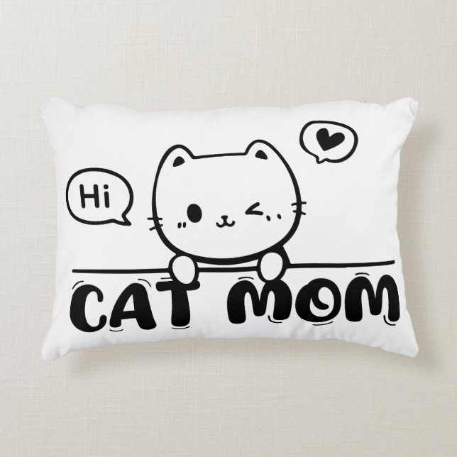 cat mom funny cute black gift lover Accent Pillow (Front)