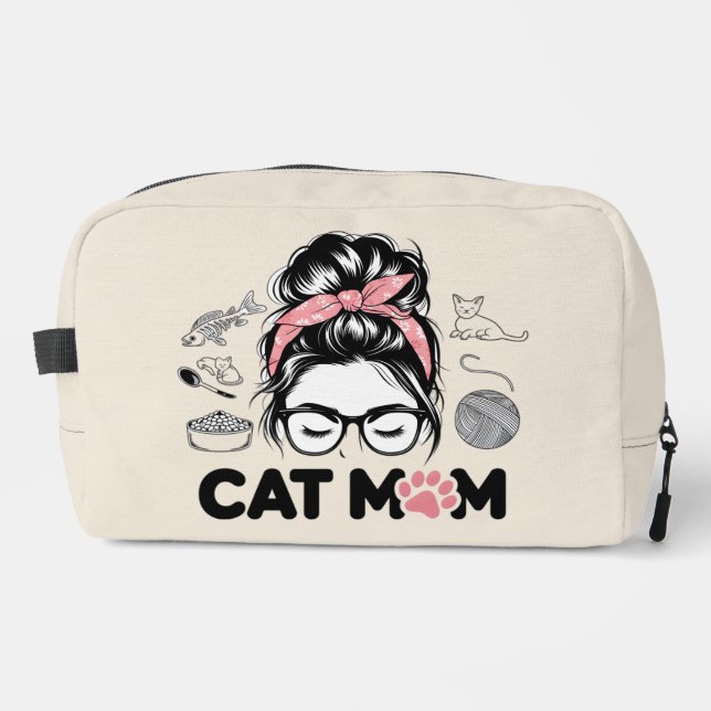 "Cat Mom" Funny Cute Cat Lover Women Dopp Kit (Front)