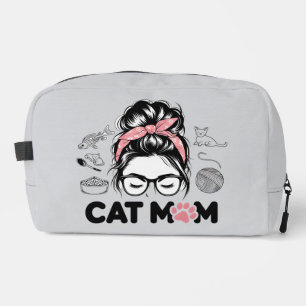 "Cat Mom" Funny Cute Cat Lover Women Dopp Kit