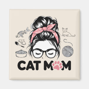 "Cat Mom" Funny Cute Cat Lover Women Magnet