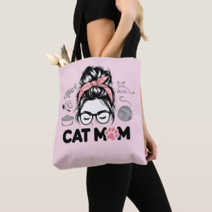 "Cat Mom" Funny Cute Cat Lover Women Tote Bag