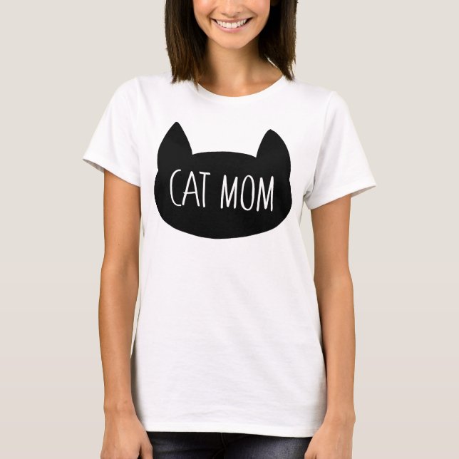 Cat mom funny silhouette T-Shirt (Front)