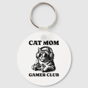 Cat Mom Gamer Club Video Games Cat Player Women Keychain