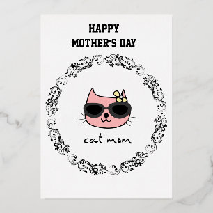 Cat Mom Happy Mother's Day Foil Holiday Card
