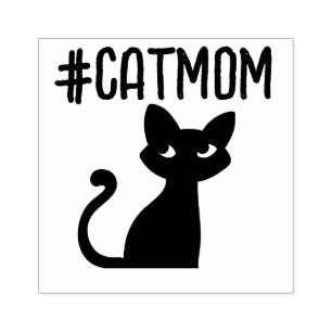 CAT MOM HASHTAG #CATMOM Wood Art Stamp