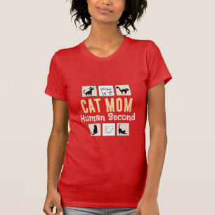 Cat Mom Human Second Funny Cat Lover Red T-Shirt