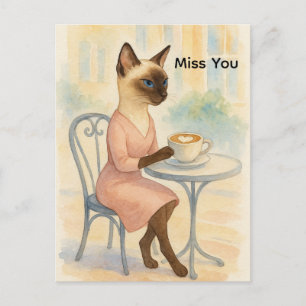 Cat mom is drinking coffee postcard