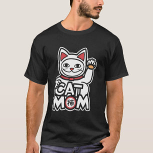 Cat Mom Japanese Neko Lucky Kitten Cat Lover Paws T-Shirt