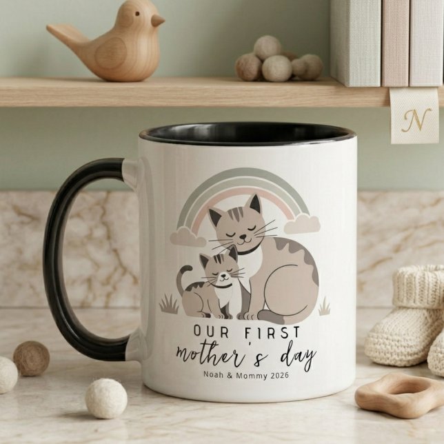 Cat Mom Kitten First Mother’s Day Soft Pastel Art Mug (Creator Uploaded)