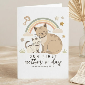 Cat Mom Kitten First Mother’s Day Soft Pastel Card