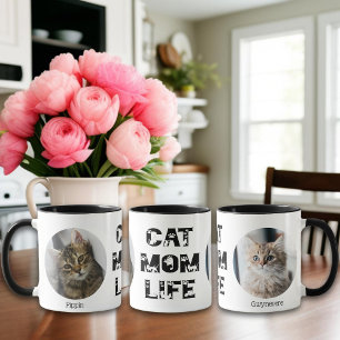 Cat Mom Life Custom Pet Photo Name Mother's Day Mug