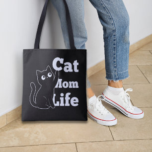 Cat Mom Life Cute Black Cat Design Tote Bag