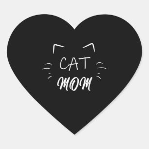 Cat Mom Lovers   Mothers Day Cat   Pet Lover Cat Heart Sticker