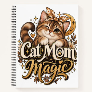 Cat Mom Magic Notebook   Cat Lover Journal Gift