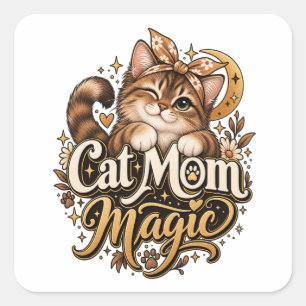 Cat Mom Magic Sticker   Cute Cat Mom Decal