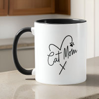 Cat Mom Modern Playful Heart and Fun Typography