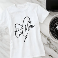 Cat Mom Modern Playful Heart and Fun Typography
