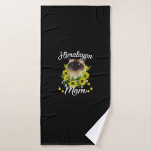 Cat Mom Mother's Day Gifts Sunflower Himalayan Mom Bath Towel