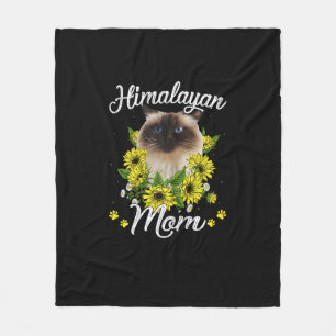 Cat Mom Mother's Day Gifts Sunflower Himalayan Mom Fleece Blanket