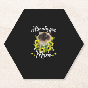 Cat Mom Mother's Day Gifts Sunflower Himalayan Mom Paper Coaster