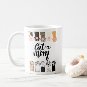 Cat Mom Mug – Cute Cat Paw Design – Gift for Cat