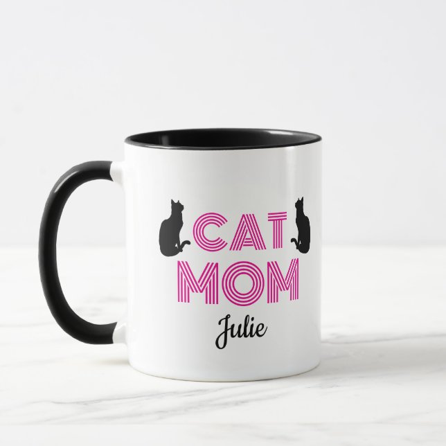Cat Mom Mug Personalized with Cat Silhouettes (Gauche)