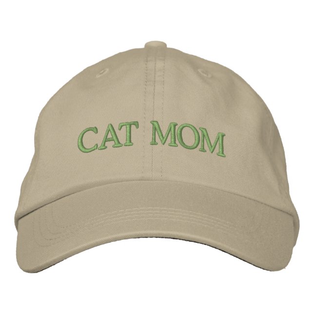 Cat Mom Neutral Embroidered Hat (Front)