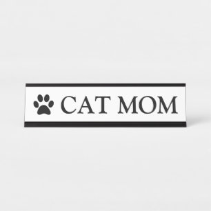 Cat Mom Paw Desk Name Plate