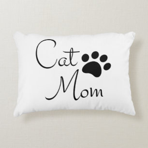 Cat Mom Paw Print Saying Accent Pillow