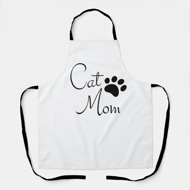 Cat Mom Paw Print Saying Apron (Front)