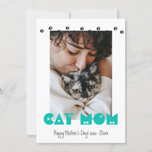 Cat Mom   Paw Prints   Custom Mother's Day Holiday Card